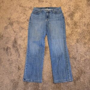 Lee Jeans Womens 12 Blue Denim Relaxed Fit Straight Leg Logo Casual